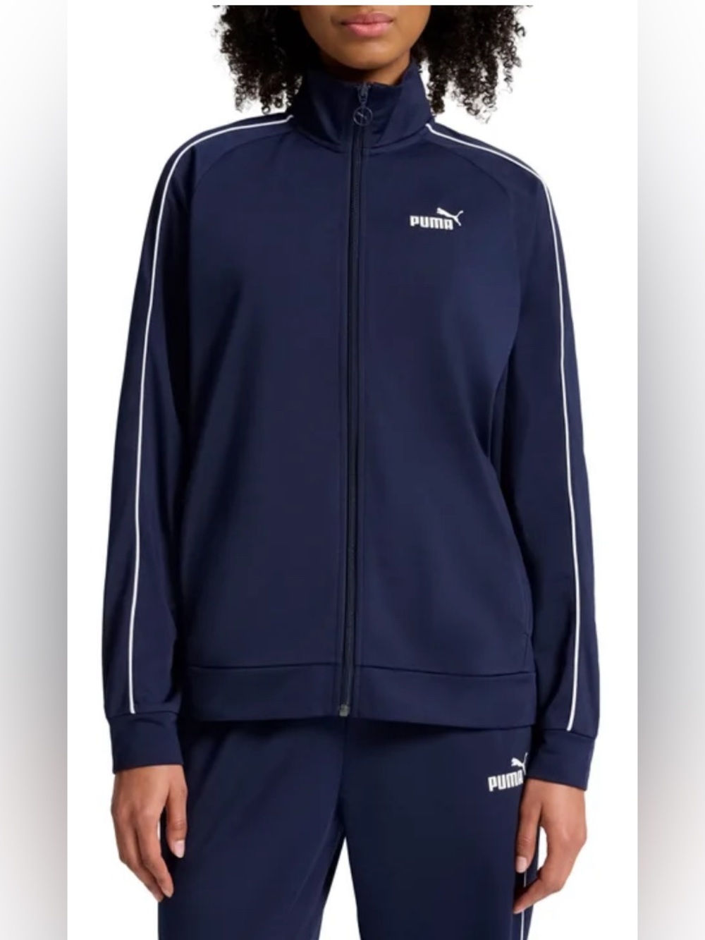 Puma Navy Track Jacket with White Stripe Piping